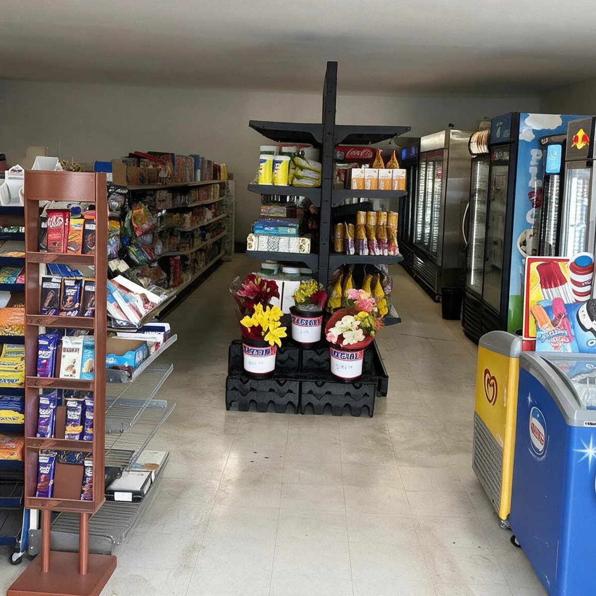 The main aisle inside the store